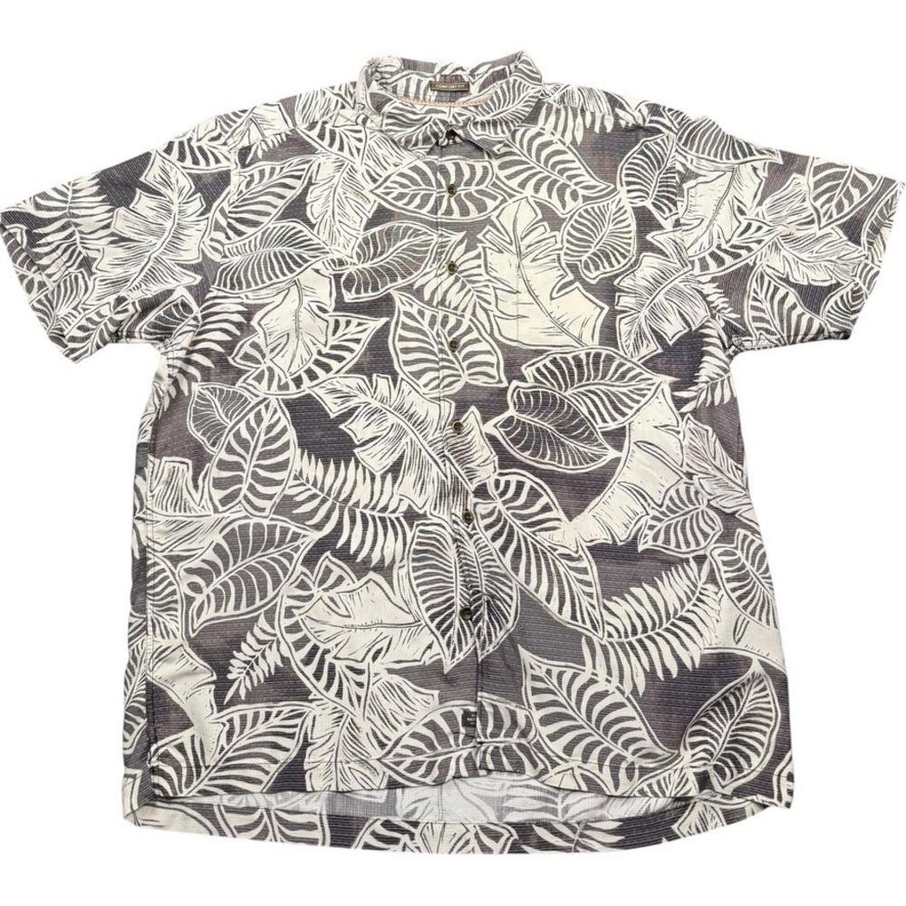 Quiksilver Waterman Collection XXLHawaiian Floral Short Sleeve Black Camp Shirt